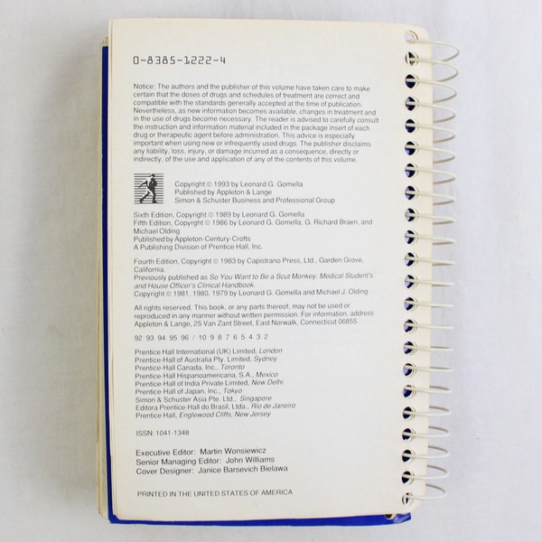 Clinician's Pocket Reference 7th Edition  1993 Spiral Bound Paperback 