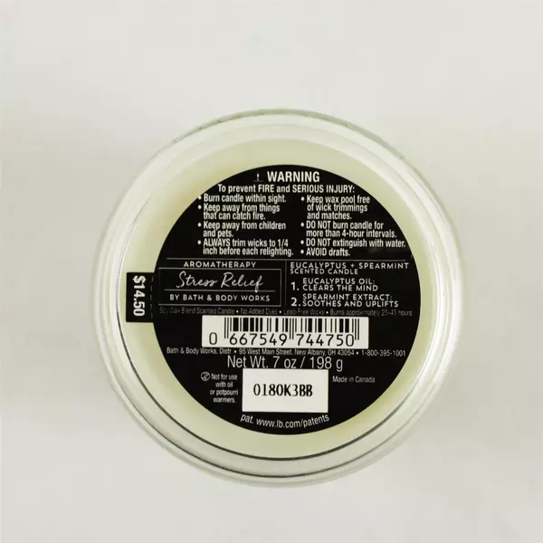 Bath & Body Works Eucalyptus Spearmint Stress Relief 7 oz Single Wick Candle