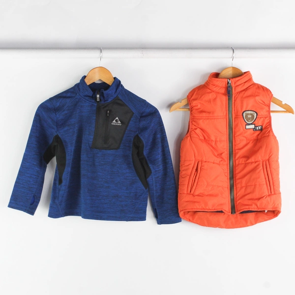 Lot of 2 Carter's and Gerry Boys Size 7 Vest & 1/4 Zip Pullover Blue/Orange