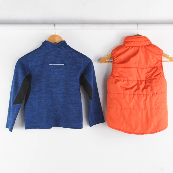 Lot of 2 Carter's and Gerry Boys Size 7 Vest & 1/4 Zip Pullover Blue/Orange