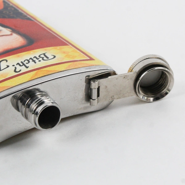 Unbranded Stainless Steel 7oz Hip Flask with Vintage Pin-Up Style Design