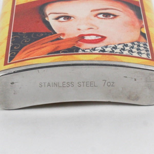 Unbranded Stainless Steel 7oz Hip Flask with Vintage Pin-Up Style Design