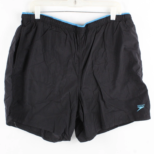 Vintage Speedo Swim Trunks Men's L Black Nylon Mesh Lined Swimwear Logo 90s 