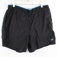 Vintage Speedo Swim Trunks Men's L Black Nylon Mesh Lined Swimwear Logo 90s 