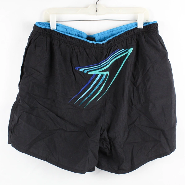 Vintage Speedo Swim Trunks Men's L Black Nylon Mesh Lined Swimwear Logo 90s 