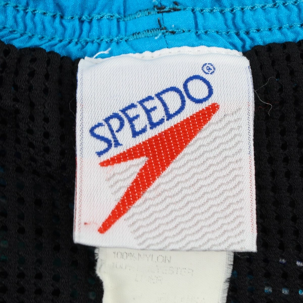 Vintage Speedo Swim Trunks Men's L Black Nylon Mesh Lined Swimwear Logo 90s 