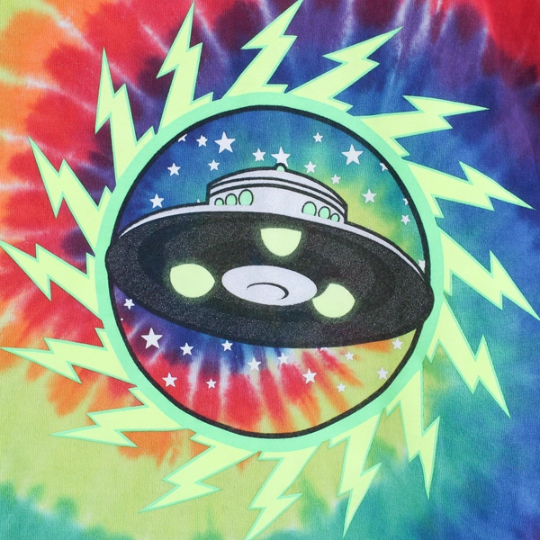 H.E.X Unisex S Alien UFO Tie Dye Graphic Short Sleeve 100% Cotton T-Shirt