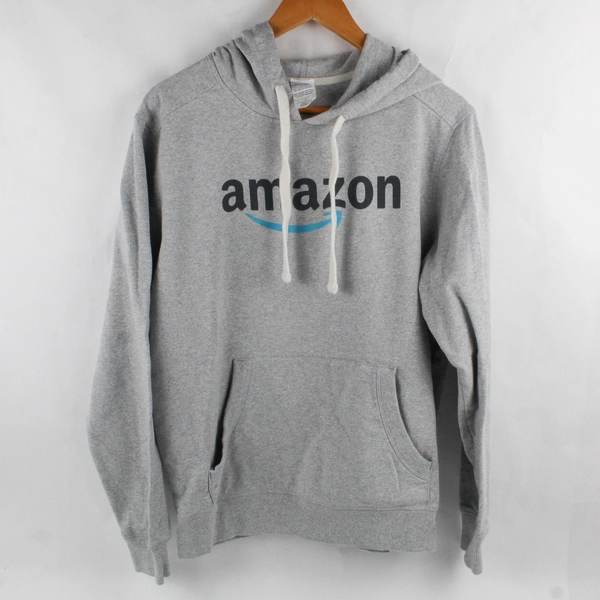 District Amazon Men's M Gray Pullover with Drawstring Hoodie