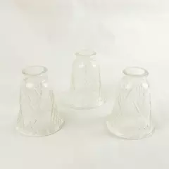 Lot 3 Cut Crystal Diamond Crisscross Etched Glass Shades 2-1/4" Fitter