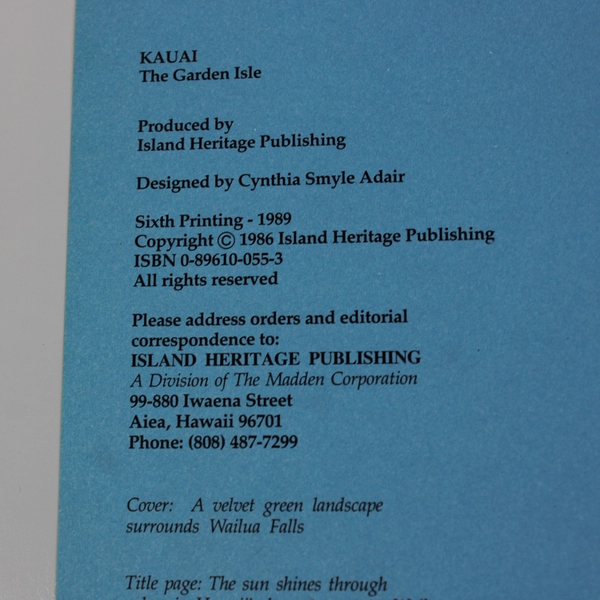 Kauai The Garden Isle Written & Photographed by Allan Seiden 1989 Hardcover DJ