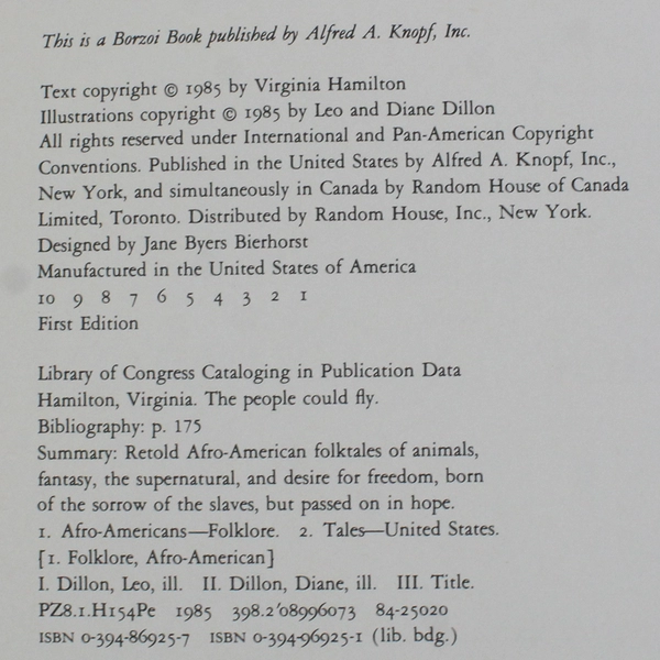 The People Could Fly American Black Folktales Virginia Hamilton 1985 HC DJ 1st 