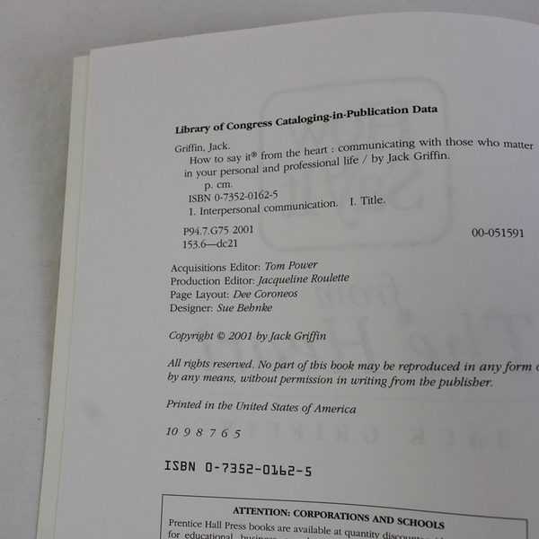 Lot of 2 How To Say It Books by Jack Griffin At Work & From the Heart PB