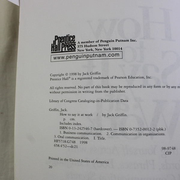 Lot of 2 How To Say It Books by Jack Griffin At Work & From the Heart PB