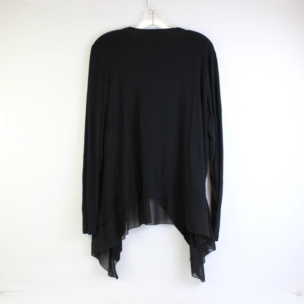 A.N.A. A New Approach Women’s M Black Open Front Semi-Sheer Bottom Hem Cardigan