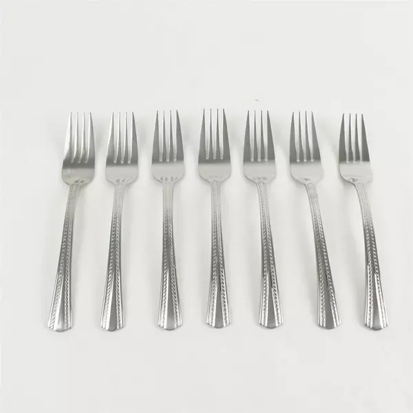 Set of 7 Oneida Fanfare Stainless Steel Dinner Forks 