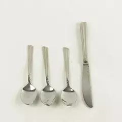 Set of 3 Farberware FRW36 Stainless Teaspoons + Modern Hollow Knife