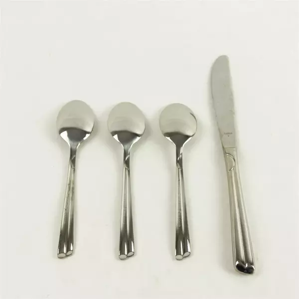 Set of 3 Farberware FRW36 Stainless Teaspoons + Modern Hollow Knife