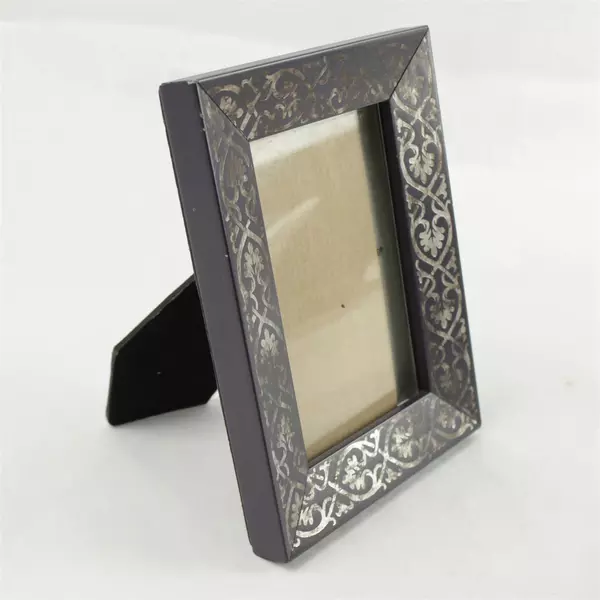 Mandala Pattern Picture Frame 4 x 5.5in Dark Purple Silver Accents