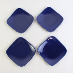 Lot of 4 SengWare Blue Moon Cobalt Blue Square Plates  6" HTF Discontinued