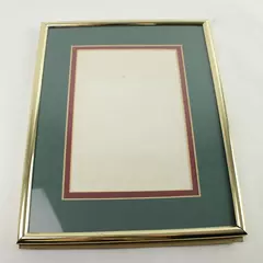 Vintage Gold-Tone Picture Frame w/ Green & Red Double Mat 6.5"