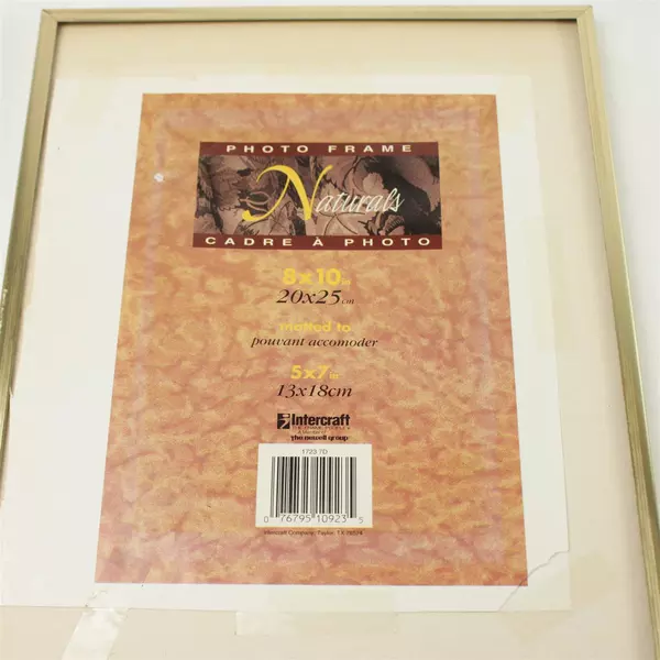 Vintage Gold-Tone Picture Frame w/ Green & Red Double Mat 6.5"