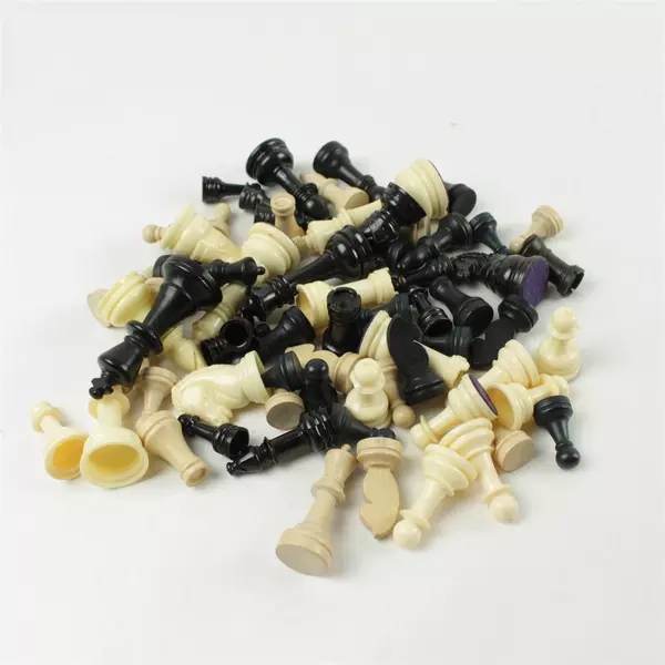 Bag of Mixed Chess Pieces Plastic & Wood Used Replacement Parts