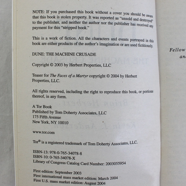 Lot of 2 Legends Of Dune Books By Herbert and Anderson PB