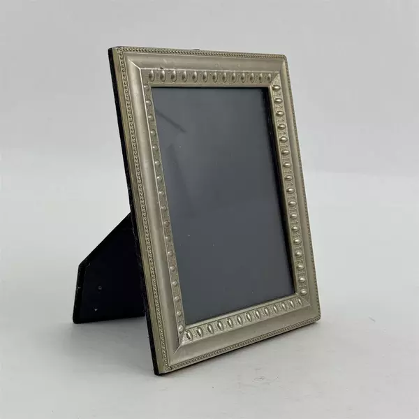 Silver-Tone 5x7 Picture Frame Beaded Border Desk Easel Display