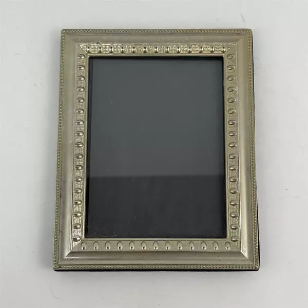 Silver-Tone 5x7 Picture Frame Beaded Border Desk Easel Display