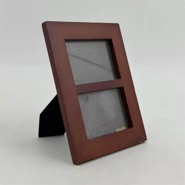 Wooden Double Picture Frame Holds 2x3 Photos Wall or Desk Classic Finish