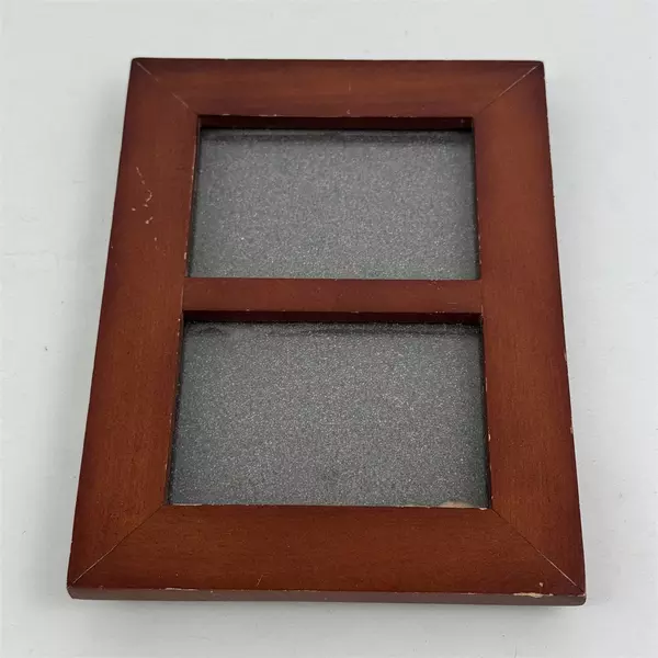 Wooden Double Picture Frame Holds 2x3 Photos Wall or Desk Classic Finish