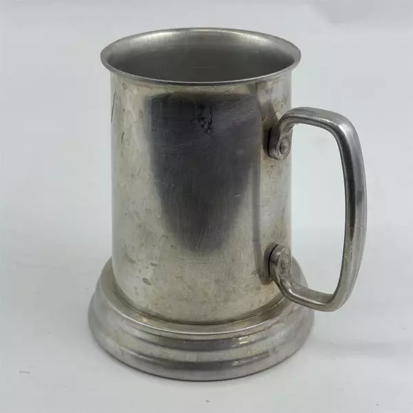 Vintage Aluminum Stein with Glass Bottom 5.5" Collectible