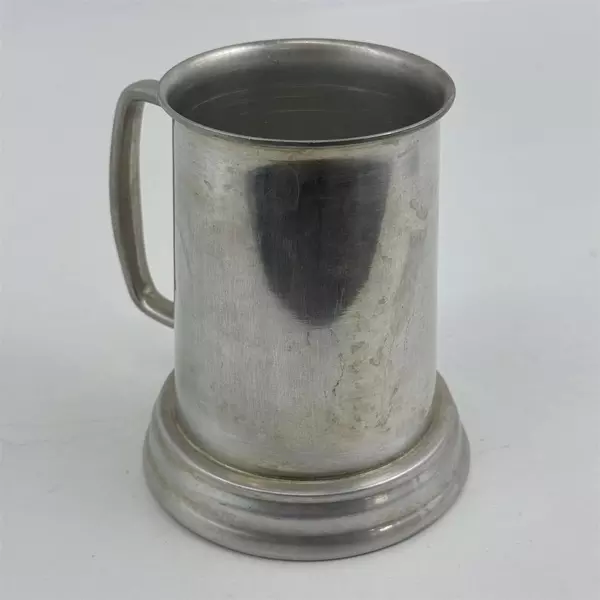 Vintage Aluminum Stein with Glass Bottom 5.5" Collectible