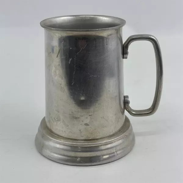 Vintage Aluminum Stein with Glass Bottom 5.5" Collectible
