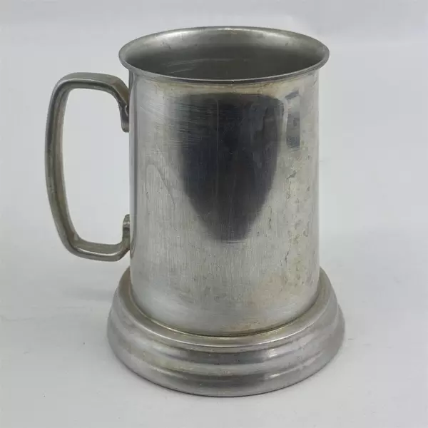Vintage Aluminum Stein with Glass Bottom 5.5" Collectible