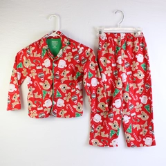 Komar Kids 2 Piece Button Down and Pants Pajama Set Size XS 4/5 Christmas