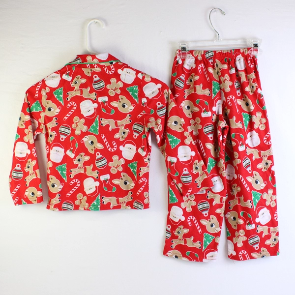 Komar Kids 2 Piece Button Down and Pants Pajama Set Size XS 4/5 Christmas