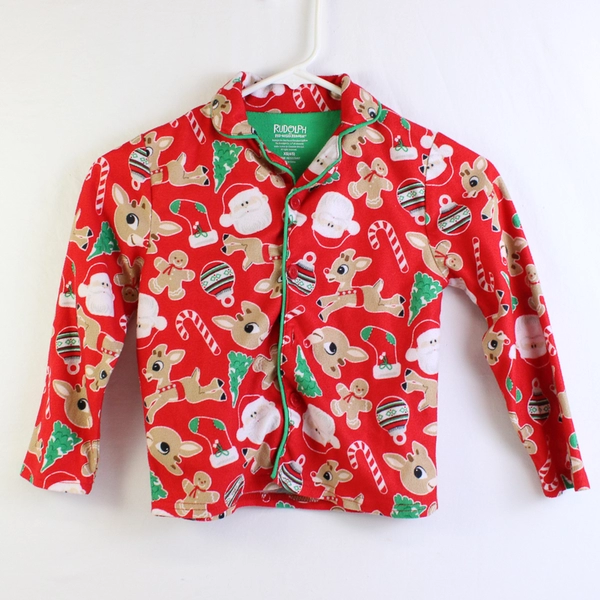 Komar Kids 2 Piece Button Down and Pants Pajama Set Size XS 4/5 Christmas