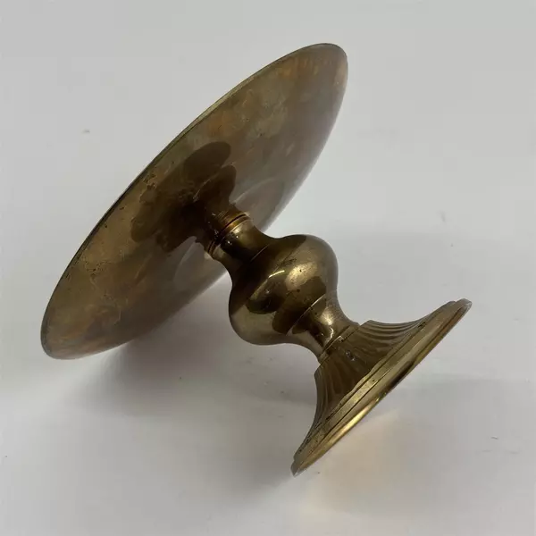 Vintage Small Solid Brass Pillar Candle Holder w/ Spike Minimalist 6in