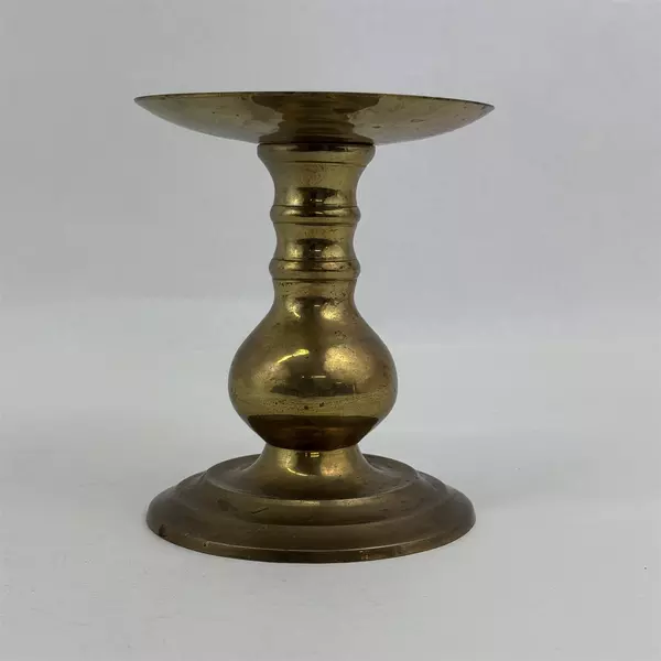 Vintage Solid Brass Pillar Candle Holder w/ Spike  Minimalist