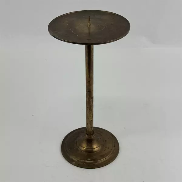 Brass Candlestick Holder w/ Spike Taper Candle 10.25" H