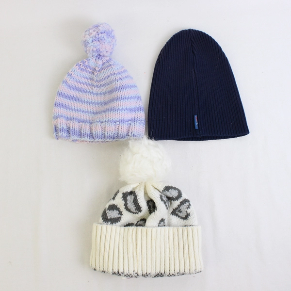 Lot of 3 Multi-Brand Toddler Hats Various Colors and Textures