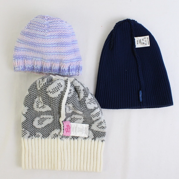 Lot of 3 Multi-Brand Toddler Hats Various Colors and Textures