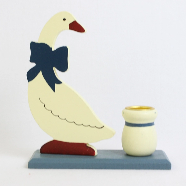 Unbranded White Goose Single Wooden Candle Stick Holder 