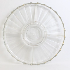 Vintage Jeannette Dewdrop Clear Glass 5-Part Serving Tray 13" FLAWED