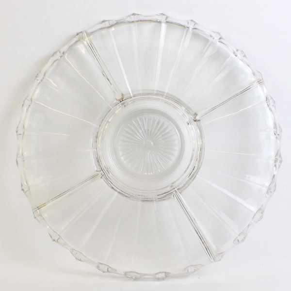 Vintage Jeannette Dewdrop Clear Glass 5-Part Serving Tray 13" FLAWED