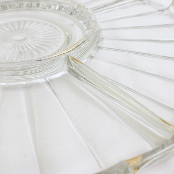 Vintage Jeannette Dewdrop Clear Glass 5-Part Serving Tray 13" FLAWED