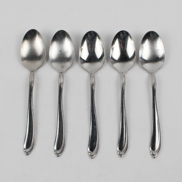 Lot Of 5 Oneida Silver Whispering Sand (Stainless) Flatware Teaspoons 6.25" Long