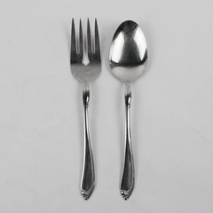 Lot Of 2 Oneida Silver Whispering Sand (Stainless) Flatware Serving Spoon & Fork