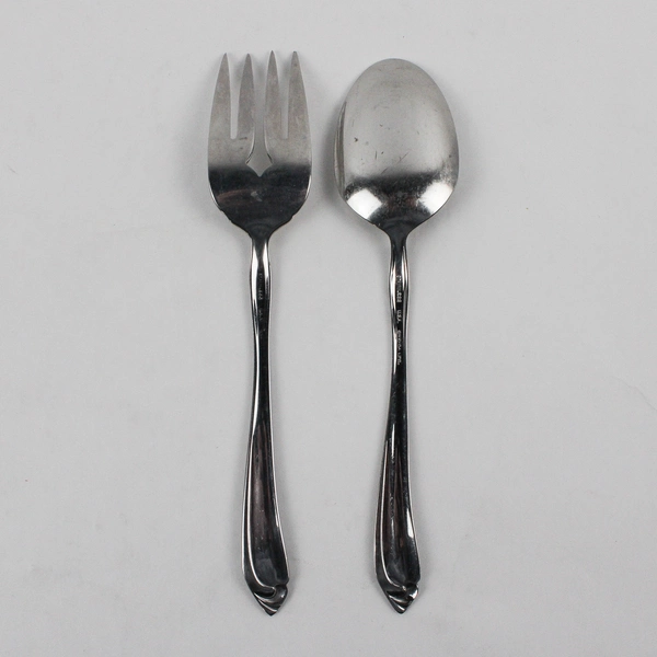 Lot Of 2 Oneida Silver Whispering Sand (Stainless) Flatware Serving Spoon & Fork